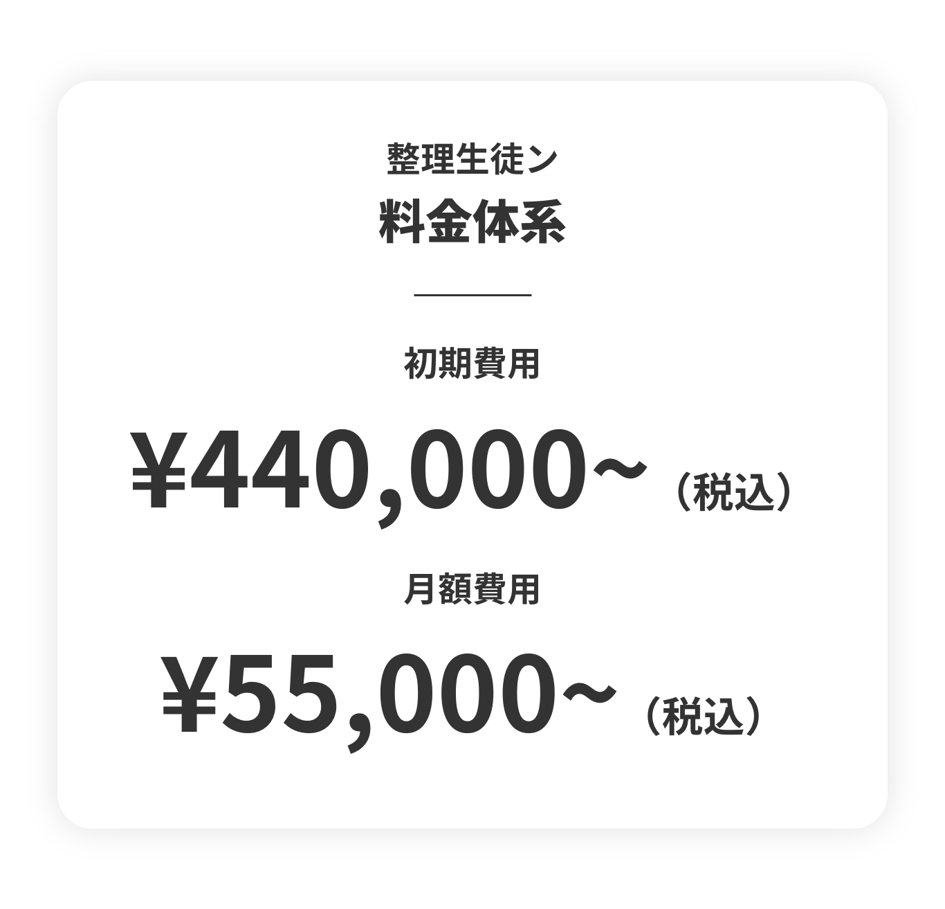 料金。初期費用440,000（税込み）〜