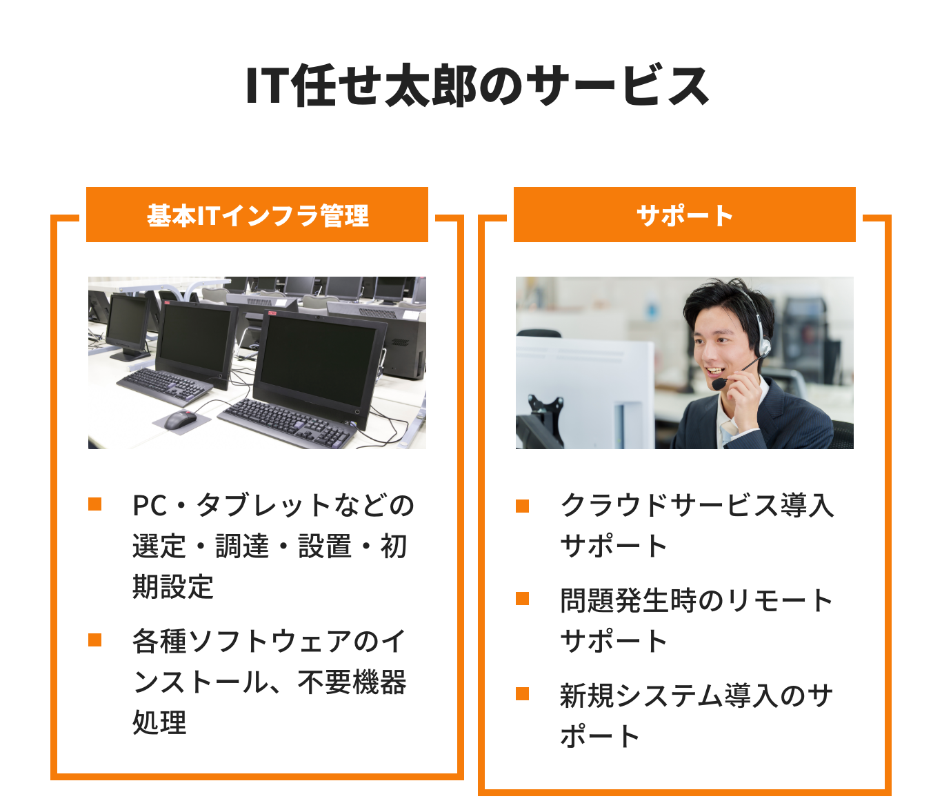 IT任せ太郎サービス。基本ITインフラ、サポート