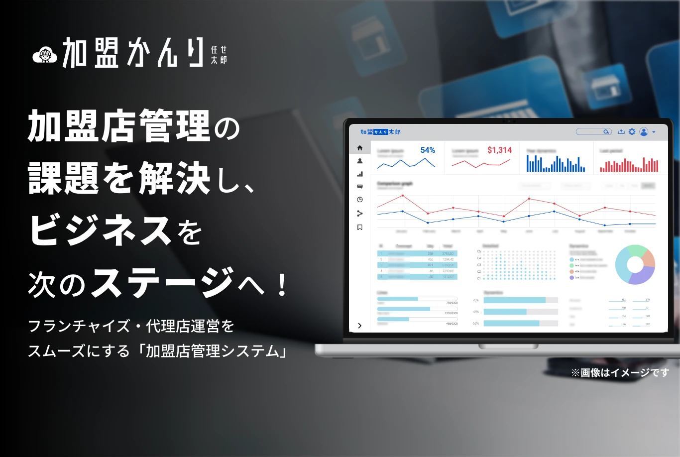 加盟かんり太郎任せ太郎 加盟店管理の課題を解決し、ビジネスを次のステージへ! フランチャイズ・代理店運営をスムーズにする「加盟店管理システム」